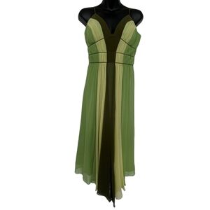 MAX and Cleo Lime Green and Yellow Chiffon Silk Cocktail Party Dress - Size 6